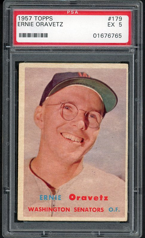 1957 Topps Baseball #179 Ernie Oravetz Senators PSA 5 EX 475238