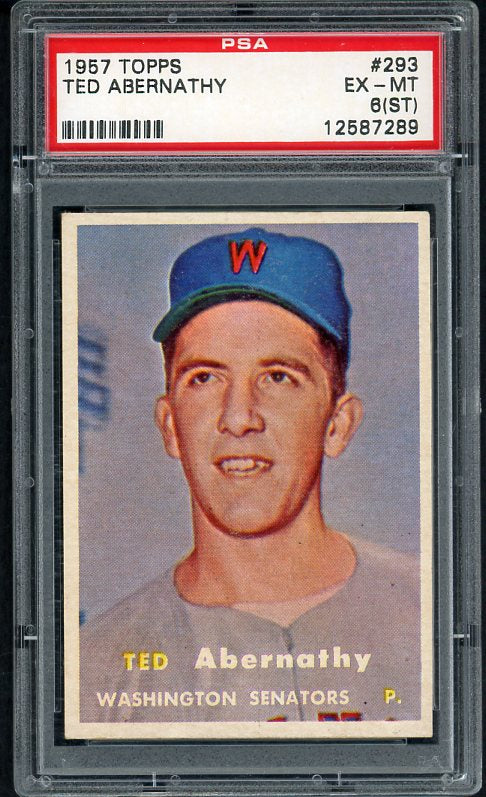 1957 Topps Baseball #293 Ted Abernathy Senators PSA 6 EX-MT st 475242