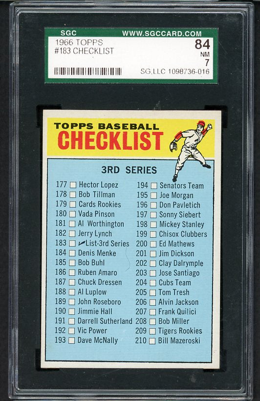 1966 Topps Baseball #183 Checklist 3 SGC 84 NM 475333