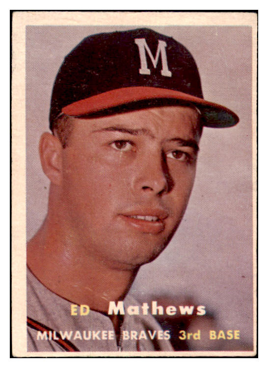 1957 Topps Baseball #250 Eddie Mathews Braves VG/VG-EX 475380