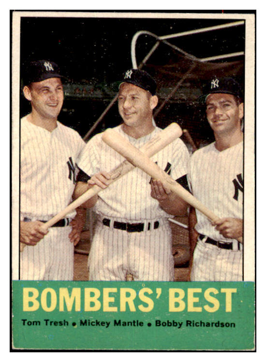 1963 Topps Baseball #173 Mickey Mantle Bobby Richardson EX 475383