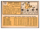 1963 Topps Baseball #210 Sandy Koufax Dodgers VG-EX 475402