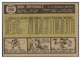 1961 Topps Baseball #260 Don Drysdale Dodgers VG-EX 475415
