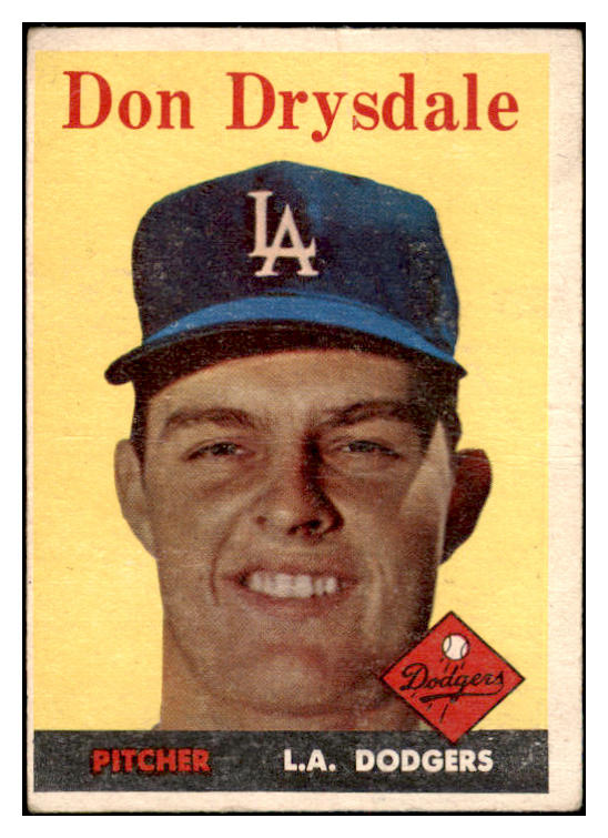 1958 Topps Baseball #025 Don Drysdale Dodgers GD-VG 475496