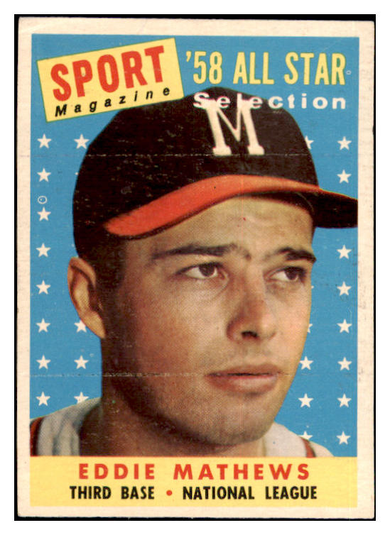 1958 Topps Baseball #480 Eddie Mathews A.S. Braves VG-EX 475498