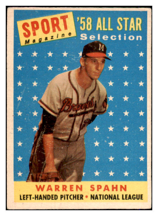 1958 Topps Baseball #494 Warren Spahn A.S. Braves VG-EX 475571