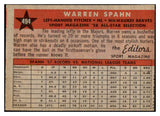 1958 Topps Baseball #494 Warren Spahn A.S. Braves EX 475572