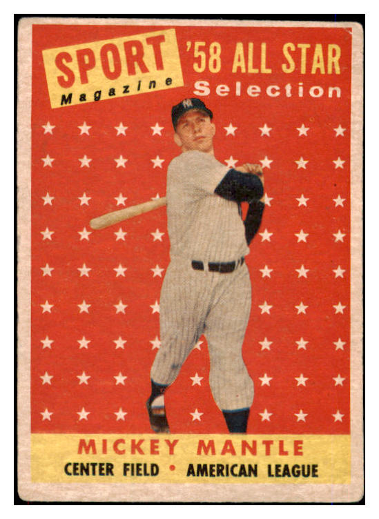 1958 Topps Baseball #487 Mickey Mantle A.S. Yankees VG 475584