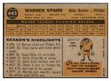 1960 Topps Baseball #445 Warren Spahn Braves VG-EX 475611