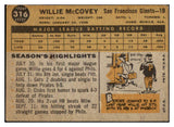 1960 Topps Baseball #316 Willie McCovey Giants VG-EX 475635