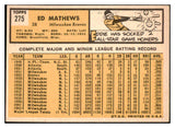 1963 Topps Baseball #275 Eddie Mathews Braves EX+/EX-MT 475656