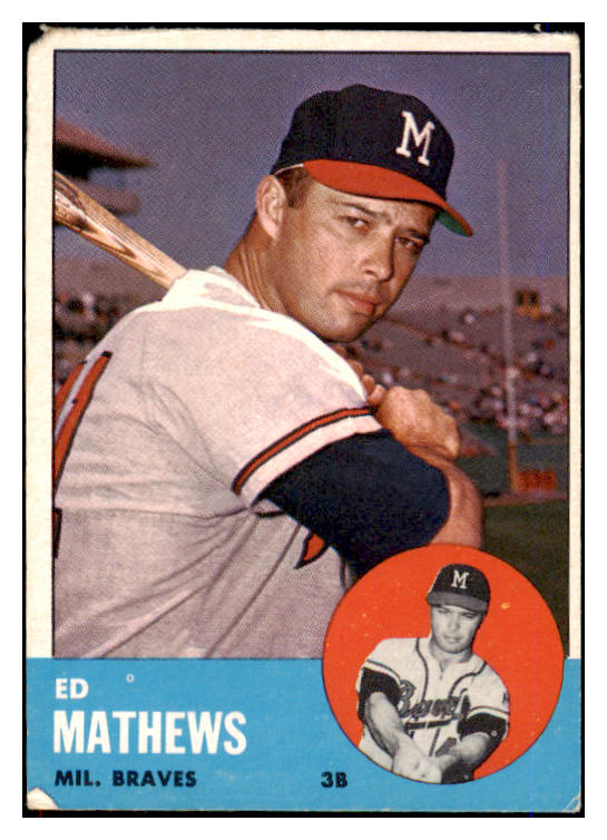 1963 Topps Baseball #275 Eddie Mathews Braves VG 475657