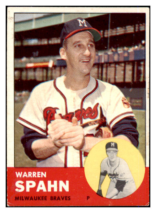 1963 Topps Baseball #320 Warren Spahn Braves EX 475696