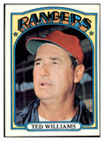 1972 Topps Baseball #510 Ted Williams Rangers EX 475736