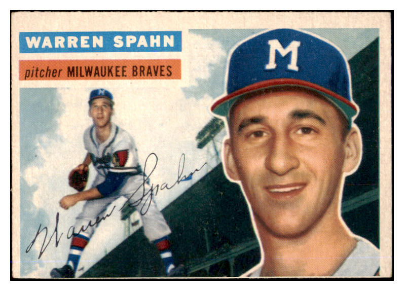 1956 Topps Baseball #010 Warren Spahn Braves VG-EX Gray 475816