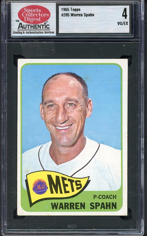 1965 Topps Baseball #205 Warren Spahn Mets SCD 4 VG-EX 475878