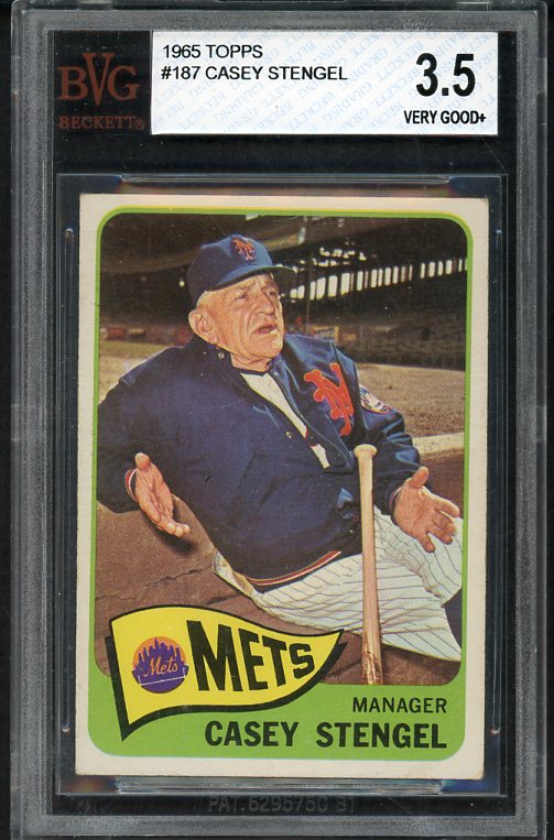 1965 Topps Baseball #187 Casey Stengel Mets BVG 3.5 VG+ 475888