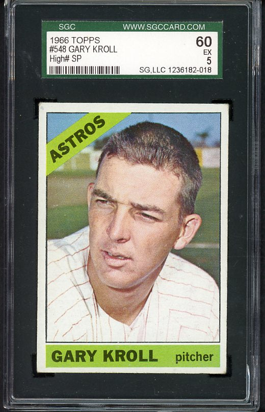 1966 Topps Baseball #548 Gary Kroll Astros SGC 60 EX 475890