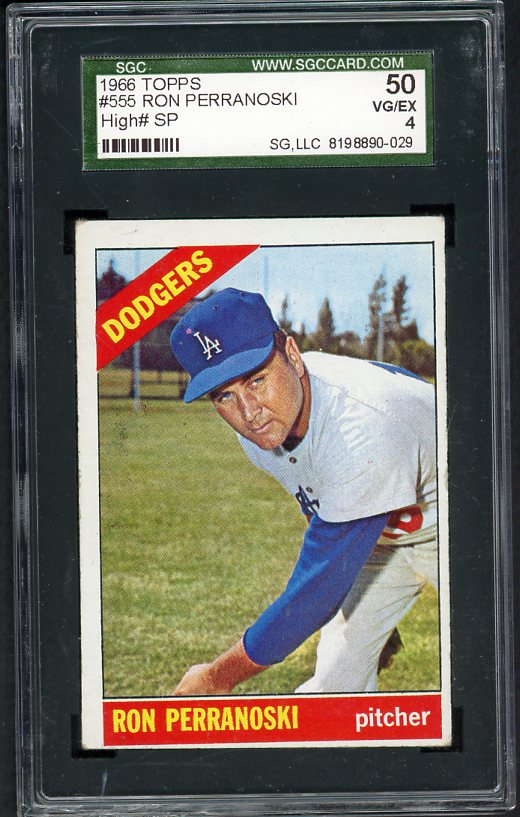 1966 Topps Baseball #555 Ron Perranoski Dodgers SGC 50 VG-EX 475893