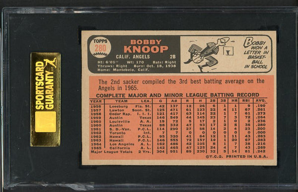 1966 Topps Baseball #280 Bobby Knoop Angels SGC 7 NM crack 475907