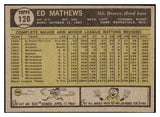 1961 Topps Baseball #120 Eddie Mathews Braves EX 476028