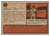 1962 Topps Baseball #030 Eddie Mathews Braves EX-MT 476044