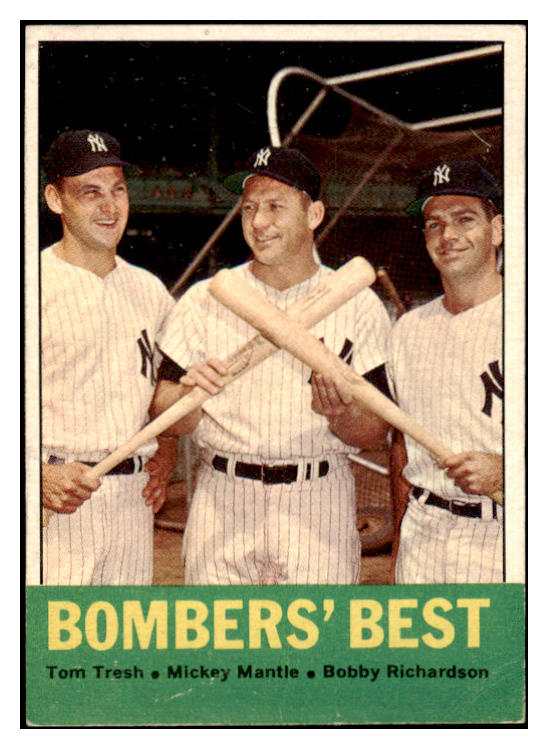 1963 Topps Baseball #173 Mickey Mantle Bobby Richardson EX 476046