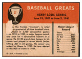 1961 Fleer Baseball #031 Lou Gehrig Yankees FR-GD back damage 476118
