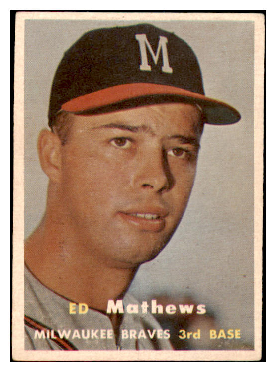 1957 Topps Baseball #250 Eddie Mathews Braves EX 476151