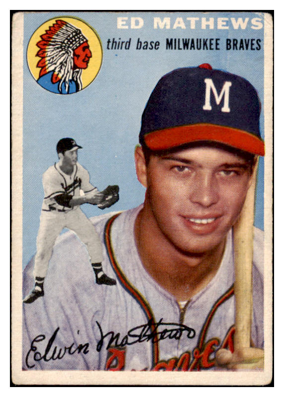 1954 Topps Baseball #030 Eddie Mathews Braves VG-EX 476170