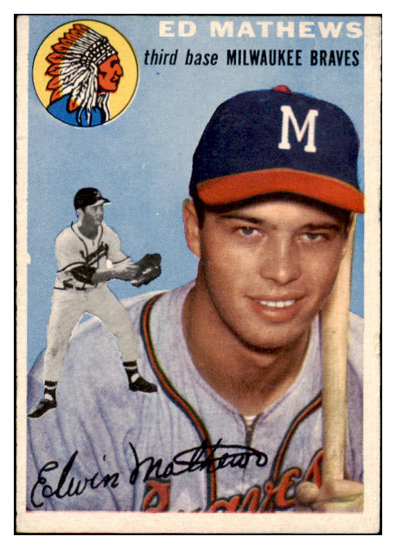 1954 Topps Baseball #030 Eddie Mathews Braves EX 476171