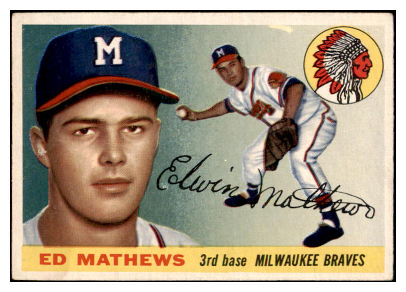 1955 Topps Baseball #155 Eddie Mathews Braves VG 476179