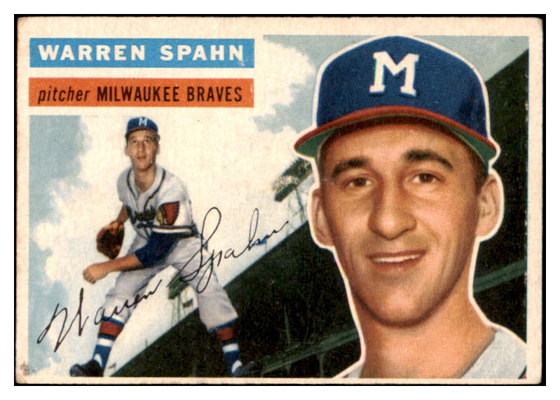 1956 Topps Baseball #010 Warren Spahn Braves VG-EX White 476183