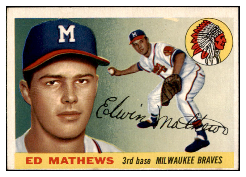 1955 Topps Baseball #155 Eddie Mathews Braves EX 476190