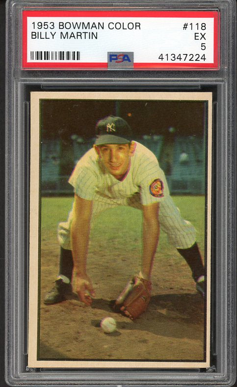 1953 Bowman Color Baseball #118 Billy Martin Yankees PSA 5 EX 476215