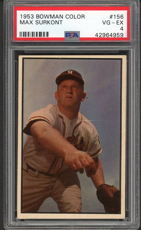 1953 Bowman Color Baseball #156 Max Surkont Braves PSA 4 VG-EX 476216