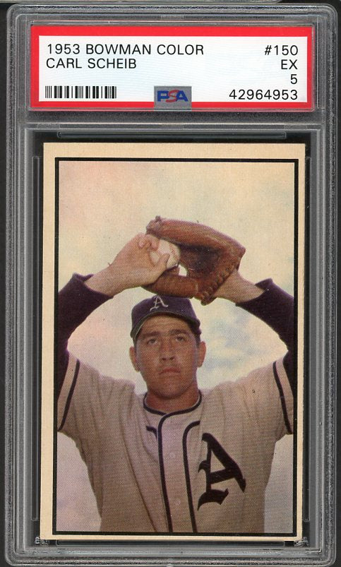 1953 Bowman Color Baseball #150 Carl Scheib A's PSA 5 EX 476225