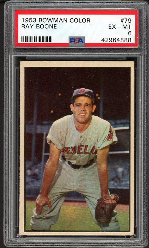 1953 Bowman Color Baseball #079 Ray Boone Indians PSA 6 EX-MT 476233