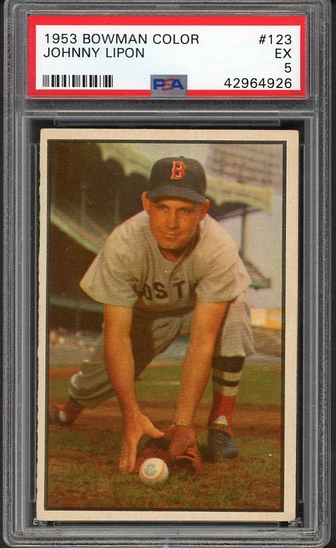 1953 Bowman Color Baseball #123 Johnny Lipon Red Sox PSA 5 EX 476251