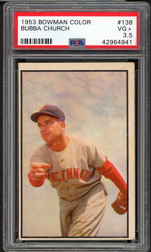 1953 Bowman Color Baseball #138 Bubba Church Reds PSA 3.5 VG+ 476261