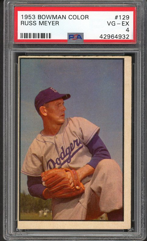 1953 Bowman Color Baseball #129 Russ Meyer Dodgers PSA 4 VG-EX 476267