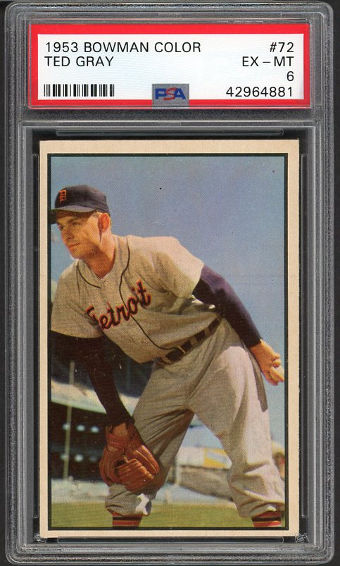 1953 Bowman Color Baseball #072 Ted Gray Tigers PSA 6 EX-MT 476274