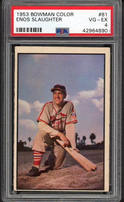 1953 Bowman Color Baseball #081 Enos Slaughter Cardinals PSA 4 VG-EX 476296