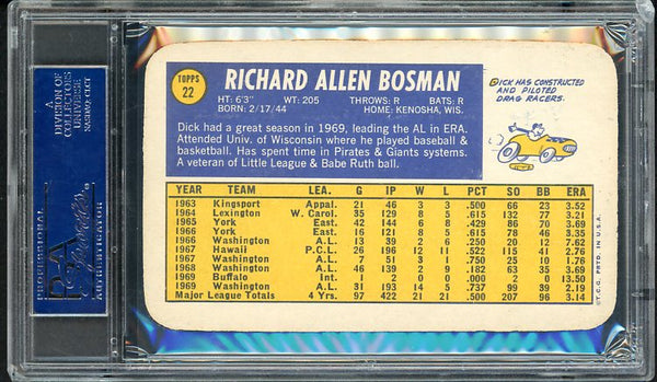 1970 Topps Baseball Super #022 Dick Bosman Senators PSA 9 MINT 476370
