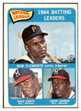 1965 Topps Baseball #002 N.L. Batting Leaders Clemente Aaron EX-MT 476421