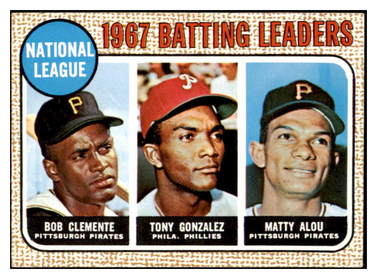 1968 Topps Baseball #001 N.L. Batting Leaders Roberto Clemente EX-MT 476437