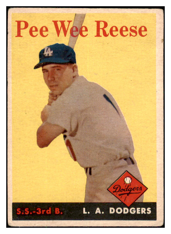 1958 Topps Baseball #375 Pee Wee Reese Dodgers VG-EX 476459