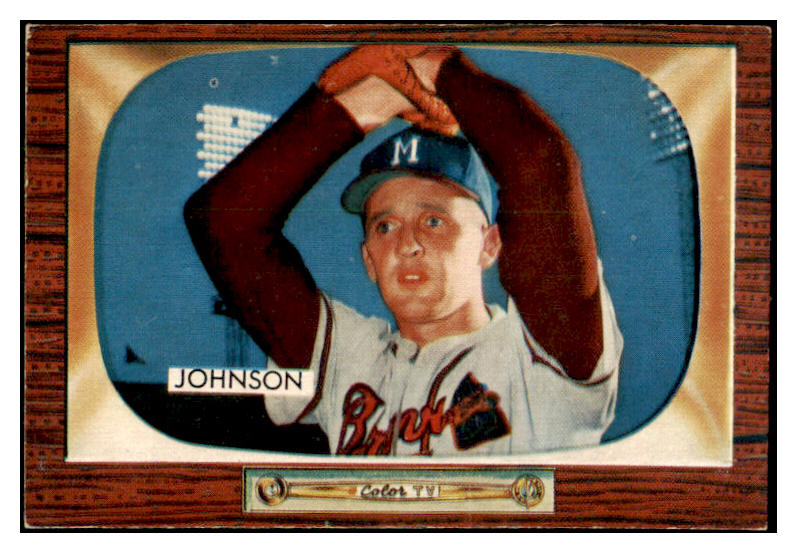 1955 Bowman Baseball #157 Ernie Johnson Braves NR-MT Correct 476500