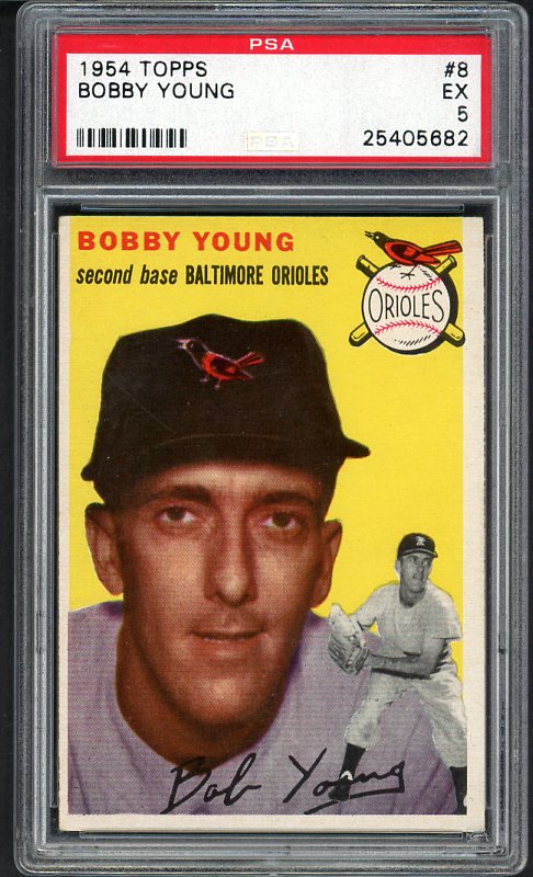 1954 Topps Baseball #008 Bob Young Orioles PSA 5 EX 476570