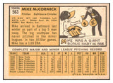 1963 Topps Baseball #563 Mike McCormick Orioles EX-MT 476722